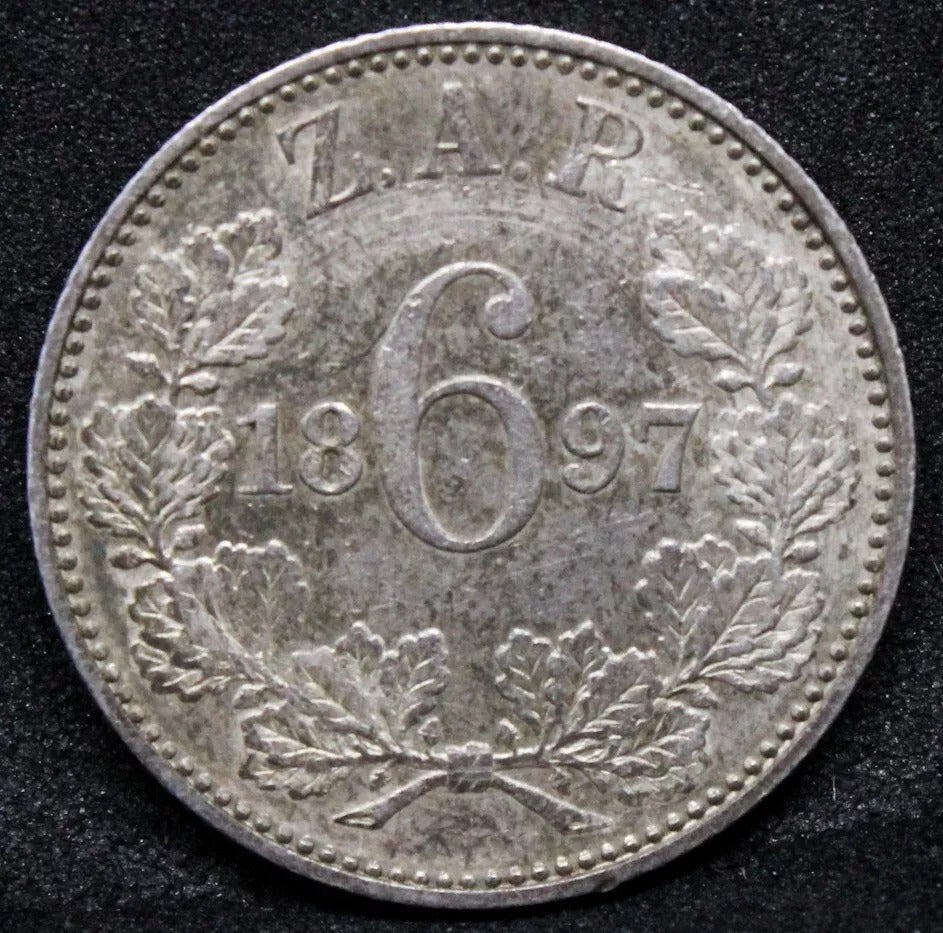 1897 6 pence (Zuid Afrikaansche Republiek) - South Africa,KM-4 aUNC
