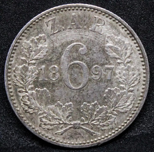 1897 6 pence (Zuid Afrikaansche Republiek) - South Africa,KM-4 aUNC