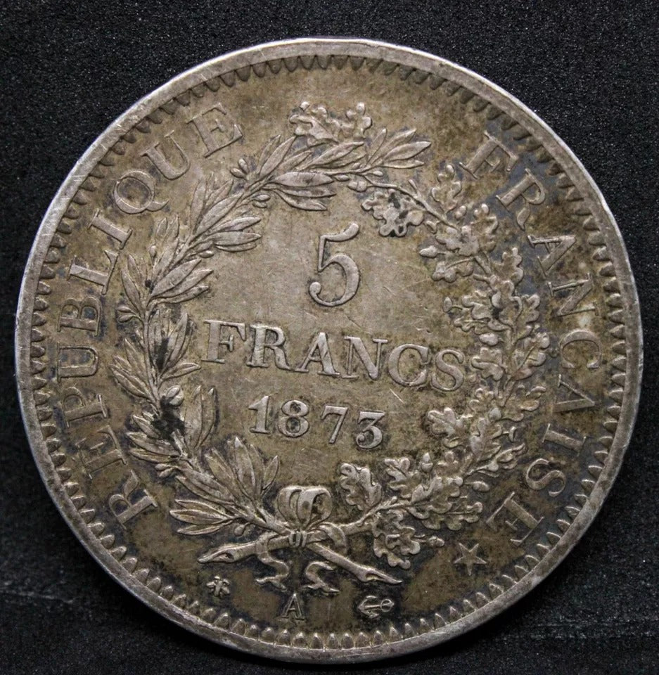 5 Francs 1873, France. KM-820.1 EF