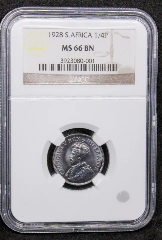 south africa 1928 1/4 penny Farthing George V NGC MS66 KM-12.2