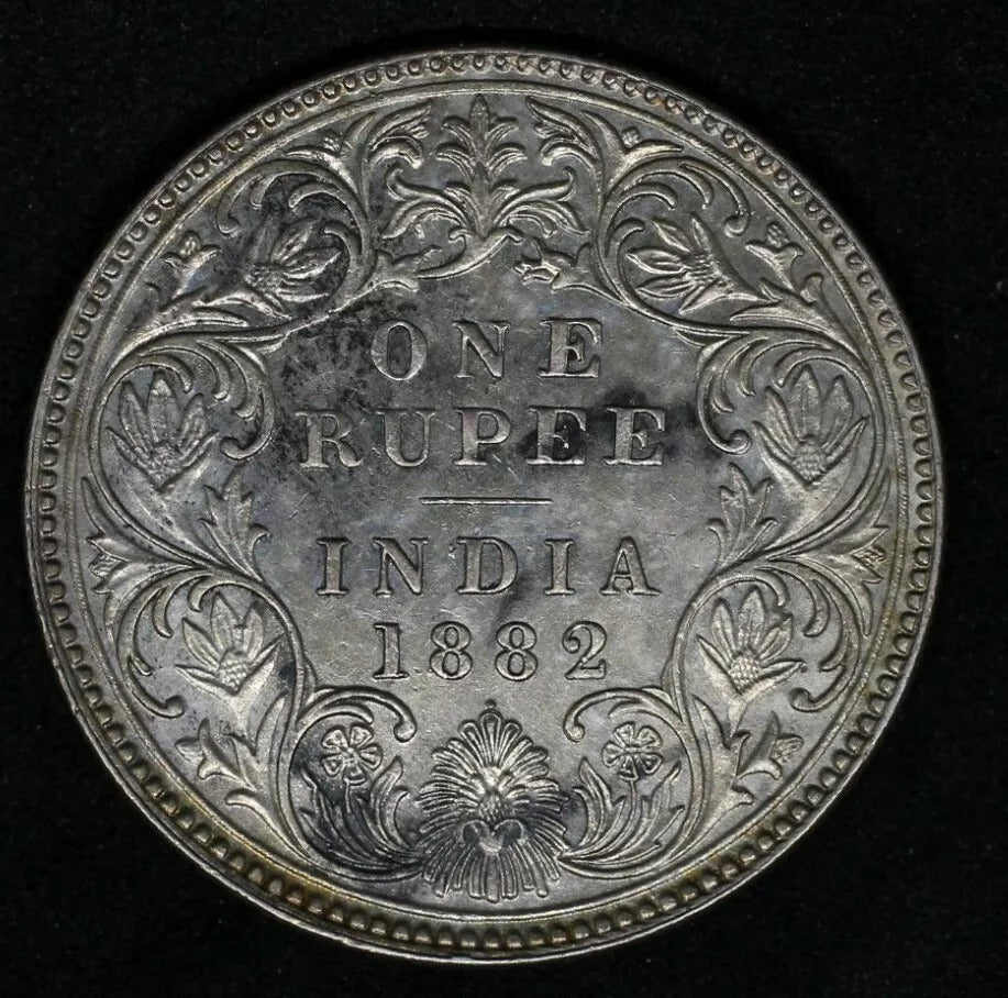 1882-C Rupee, Queen Victoria British-India. KM-492, aUNC