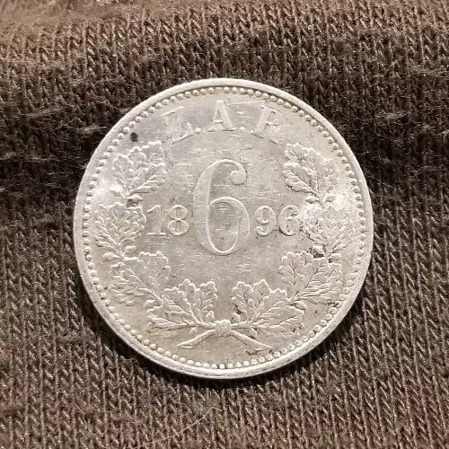 South Africa Republic 6 Pence Silver 1896 km 4 AU