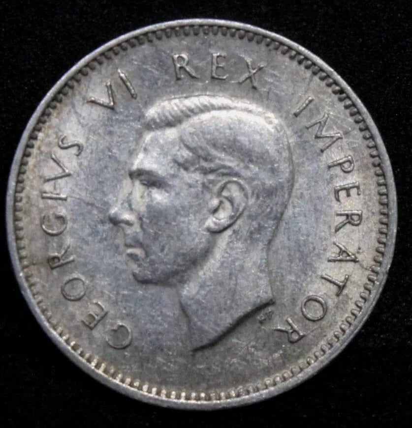 3 pence 1945 over 3(1945/3), South Africa George VI. KM-26. EF
