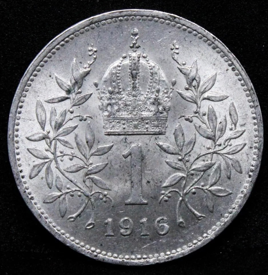 1 Krona 1916, Austria Silver. Francis Joseph I. KM-2820. UNC