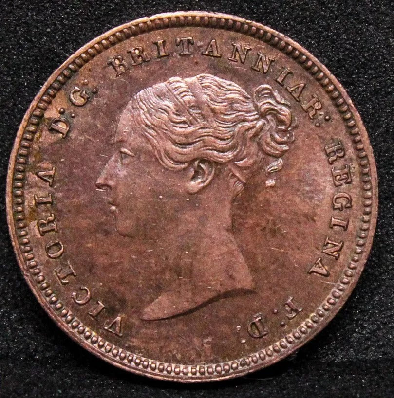 1844 1/2 farthing, Victoria young head colonial coinage
