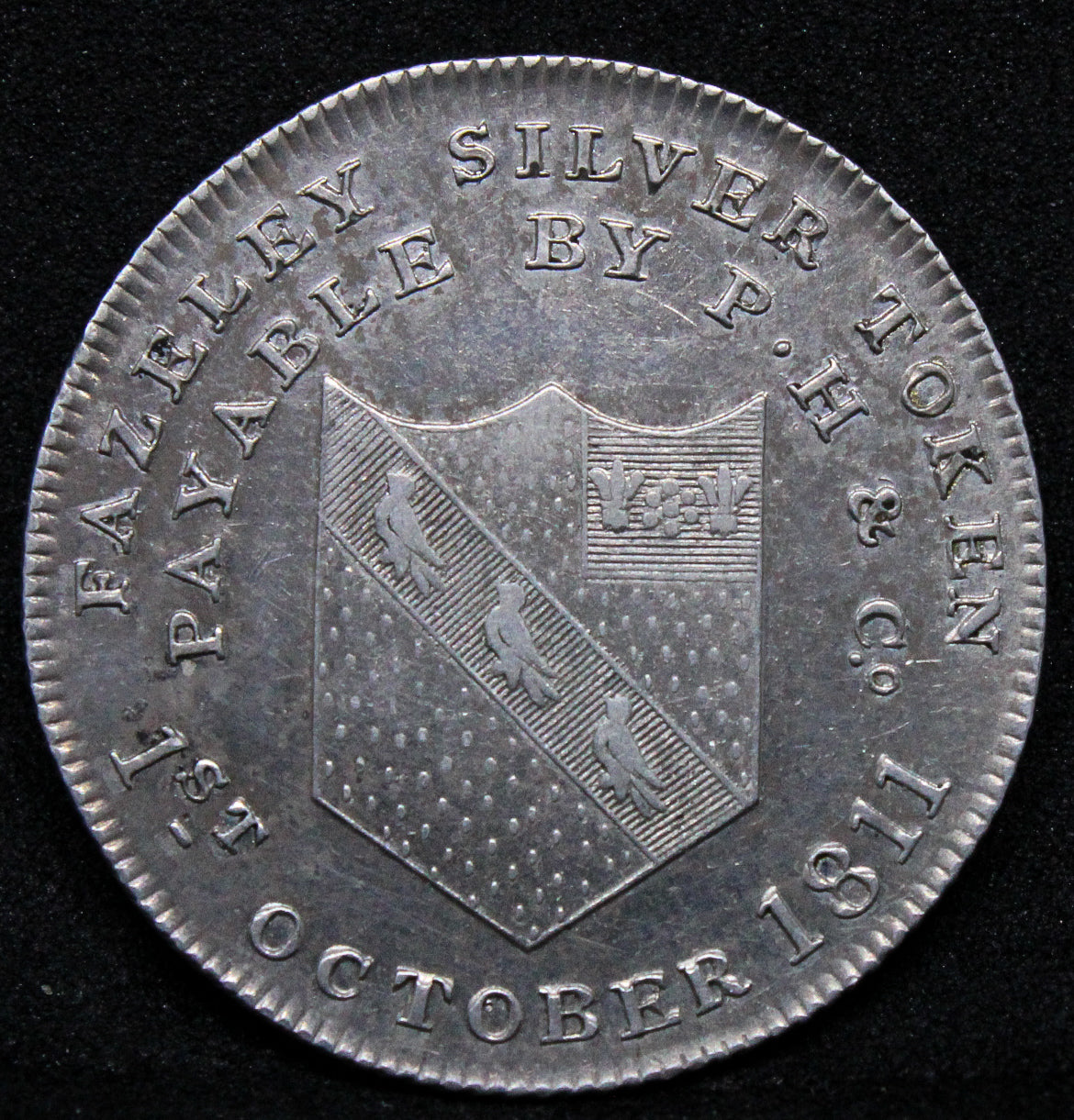 Fazeley 12 pence/shilling silver trade token 1811. D.8