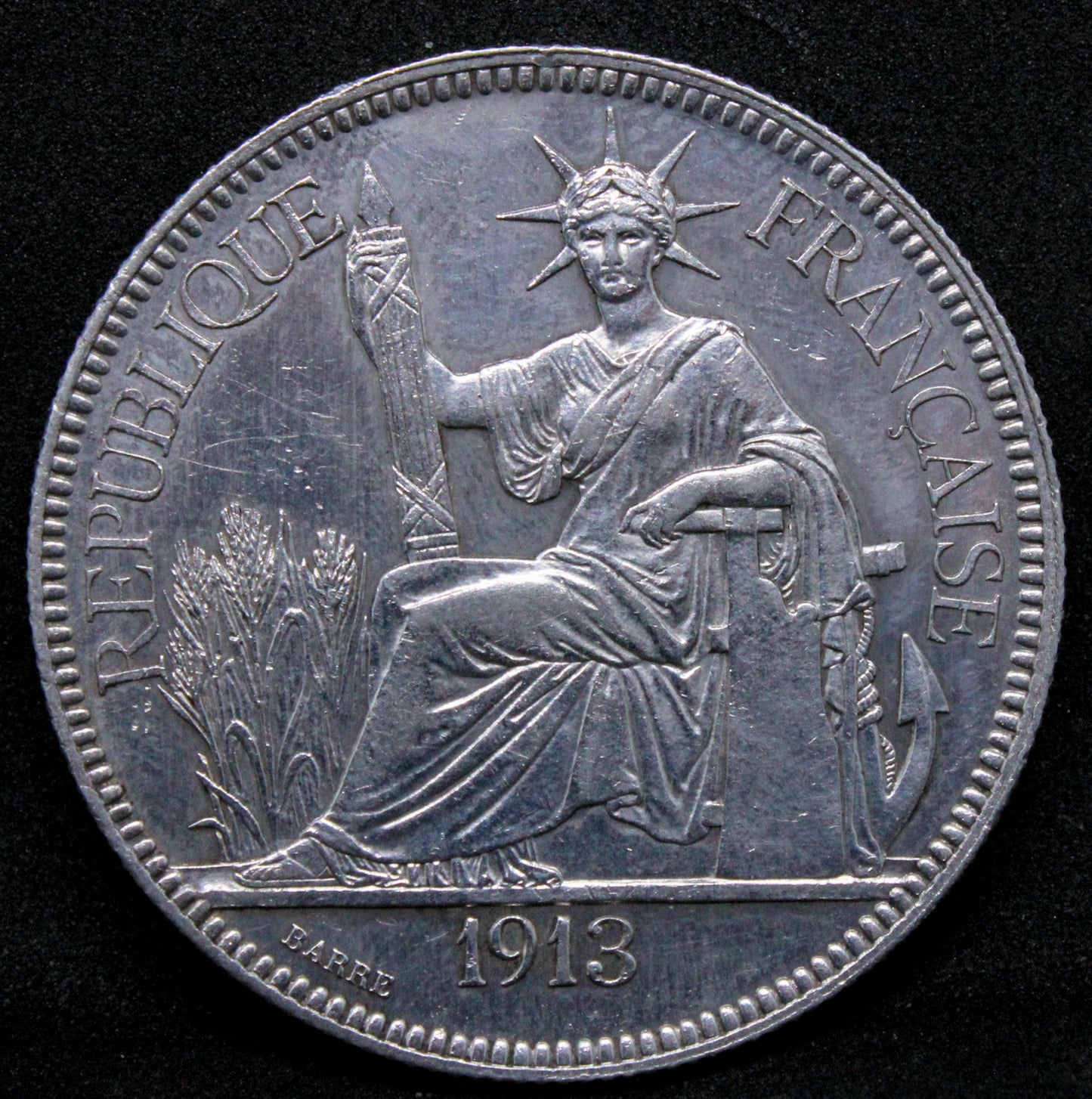 1913 Piastre French Indo-China . KM-5a.1 aUNC