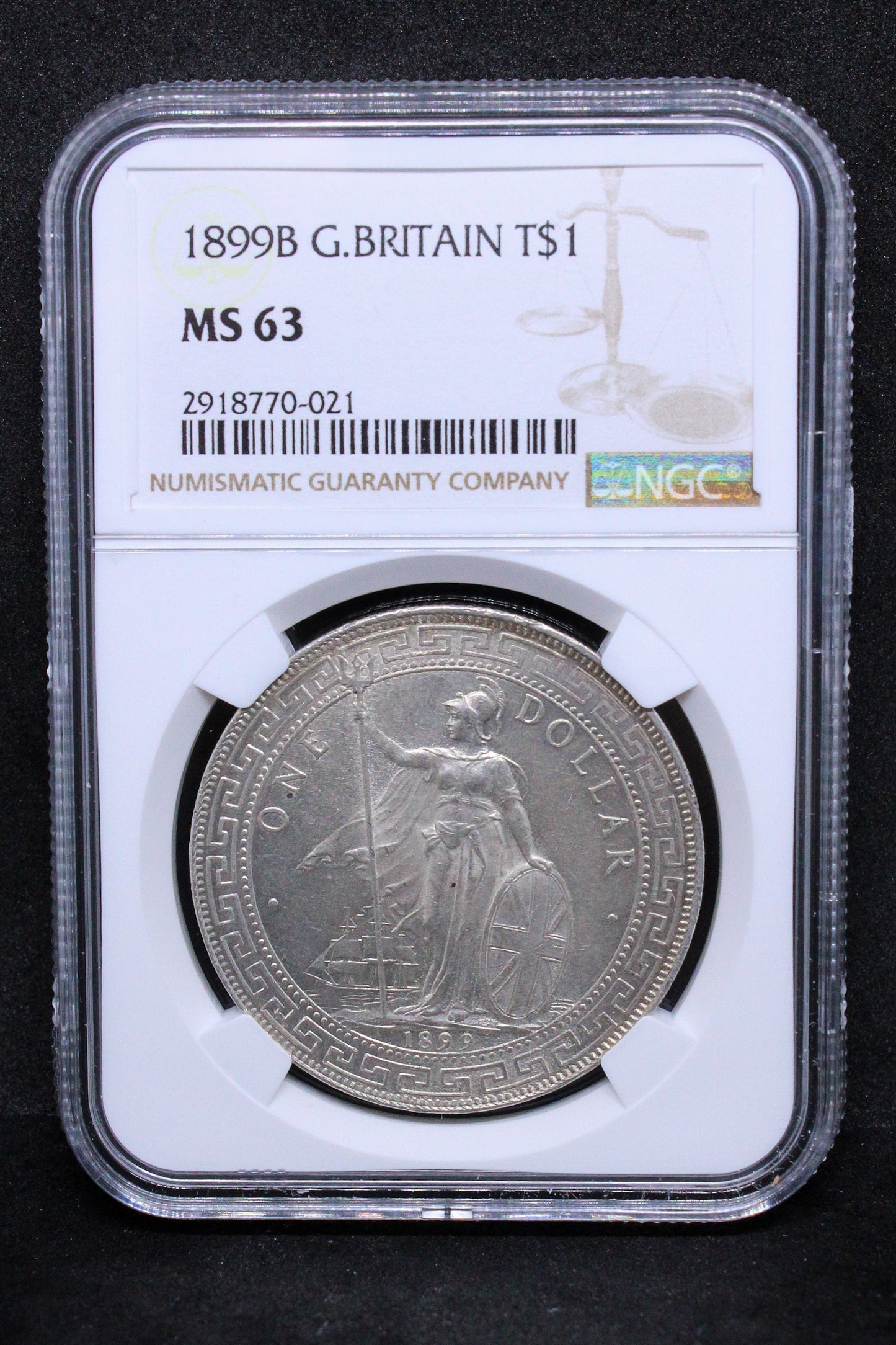 $1 Trade dollar 1899, Hong Kong issue. KM-T5. NGC MS63. China interest