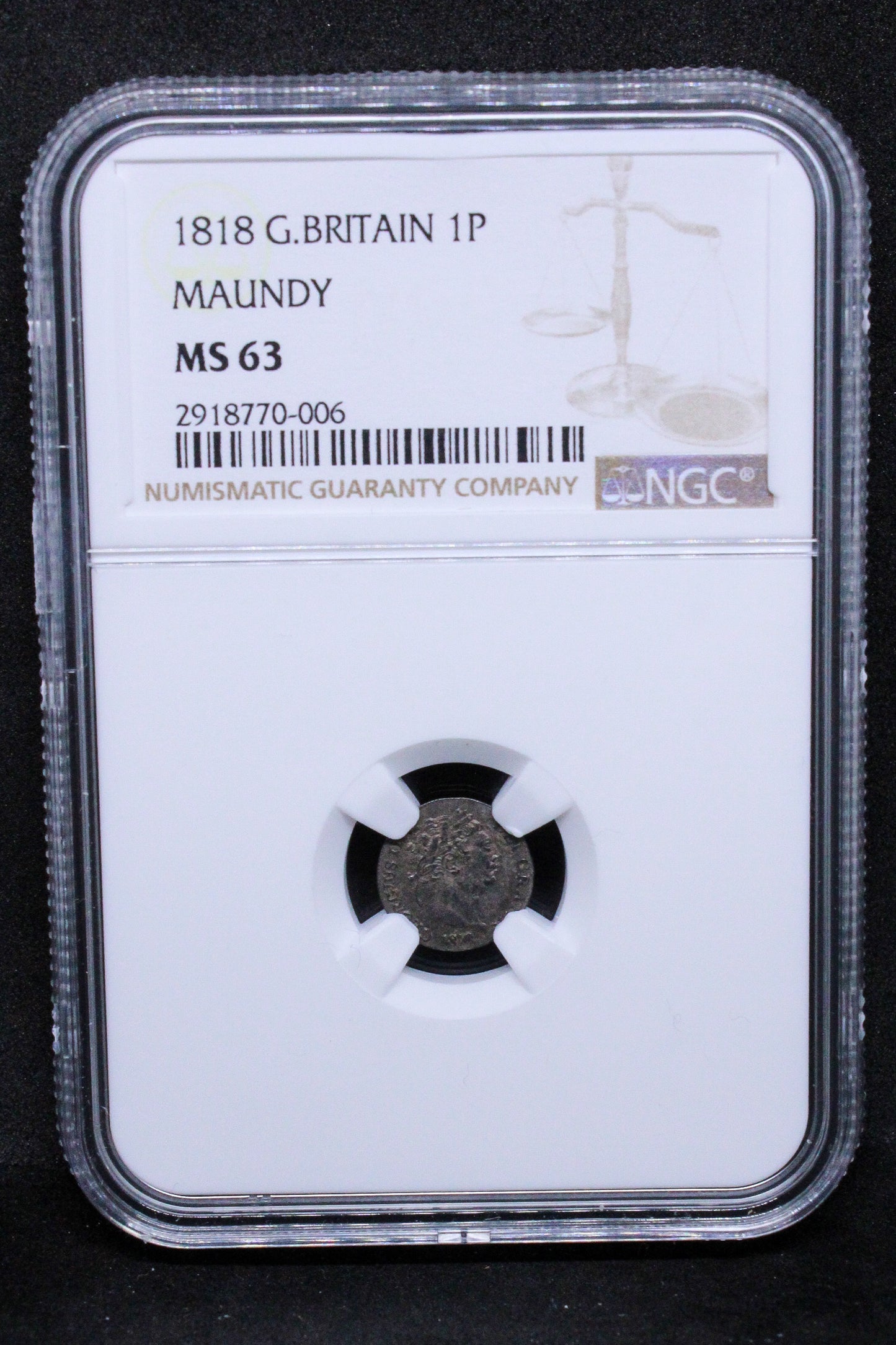 1818 G.BRITAIN PENNY MAUNDY .NGC MS 63
