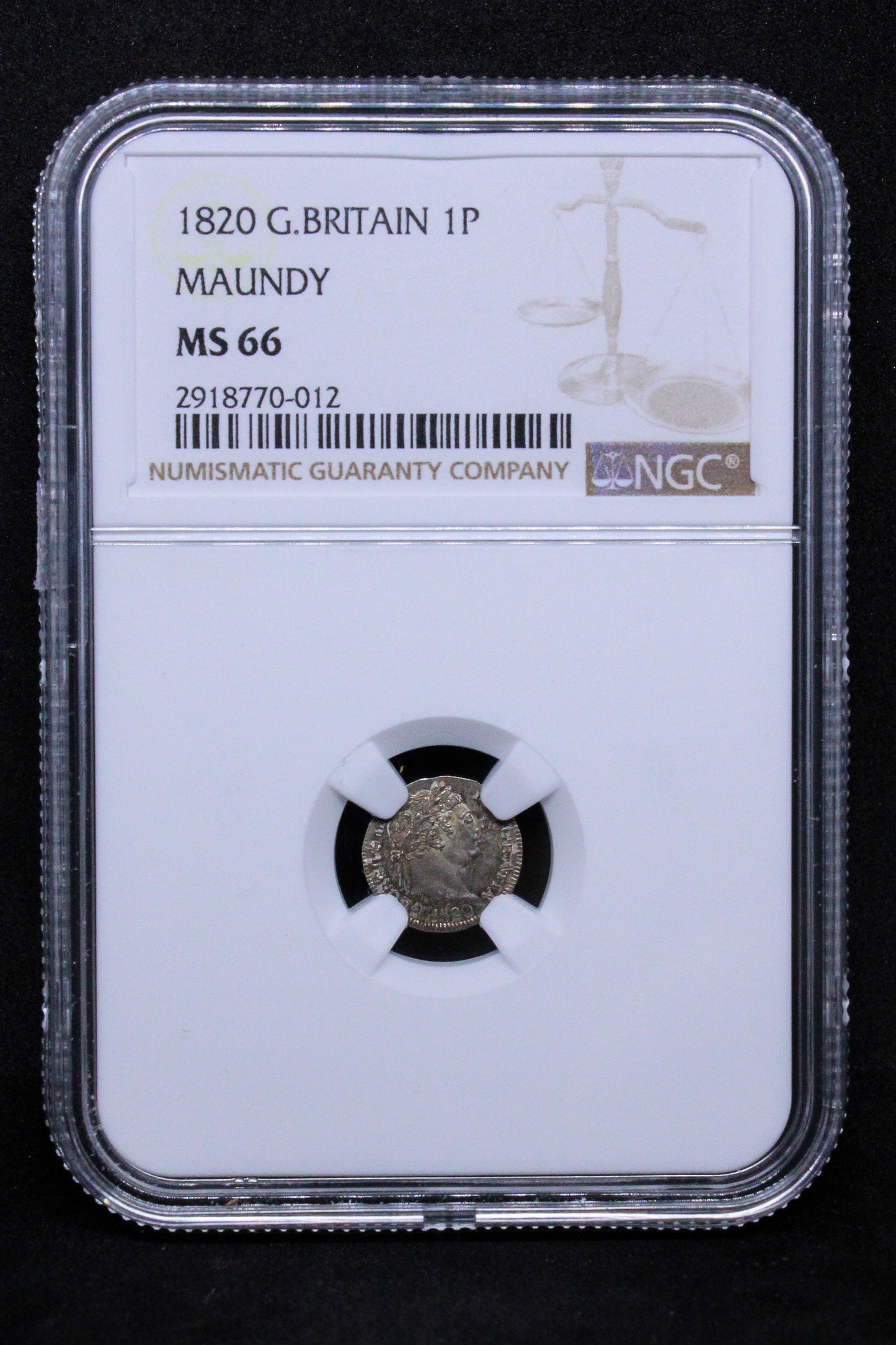 1820 G.BRITAIN PENNY, George III, MAUNDY .NG.C MS 66 SOLD...