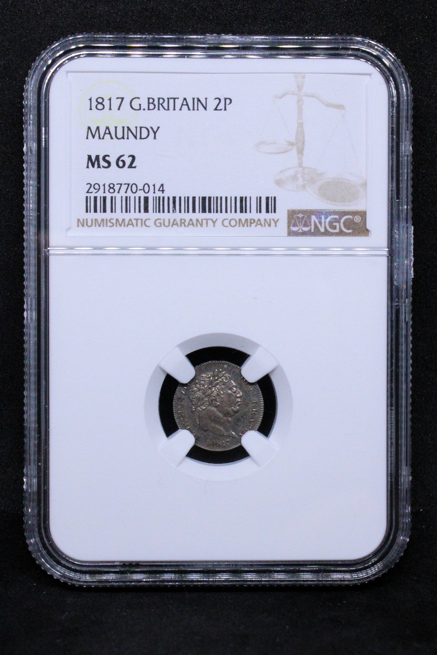 1817 G.BRITAIN 2 PENNY MAUNDY George III .NGC MS 62