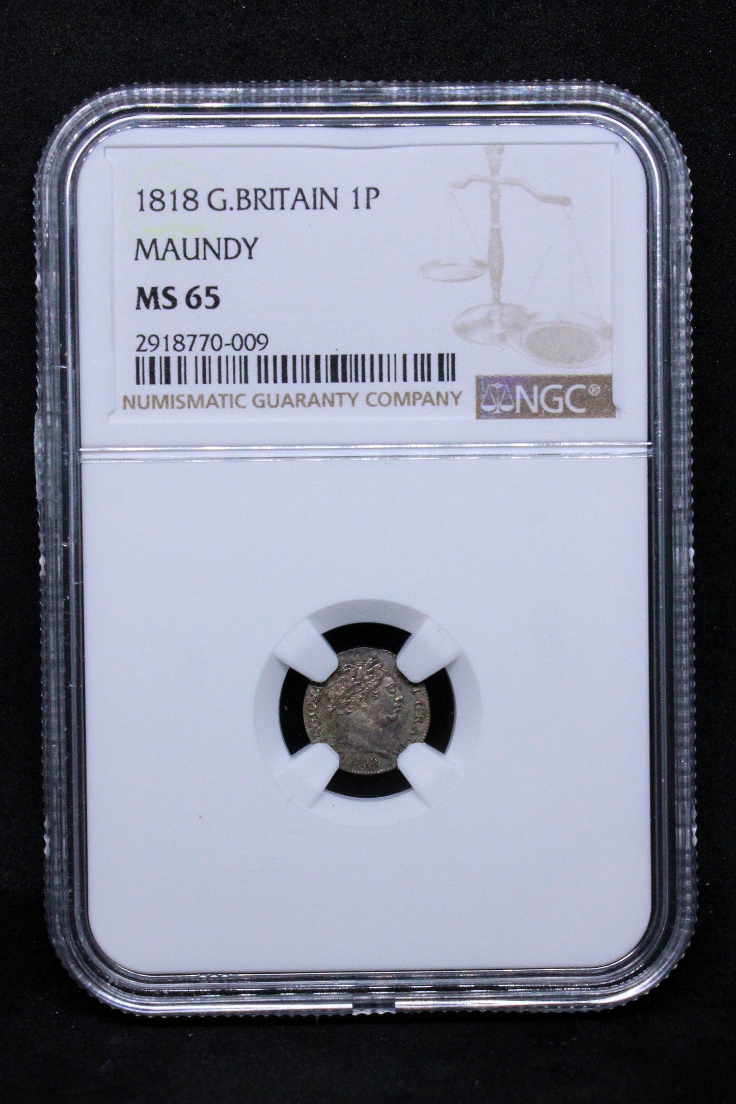 1818 G.BRITAIN PENNY MAUNDY .NGC MS 65