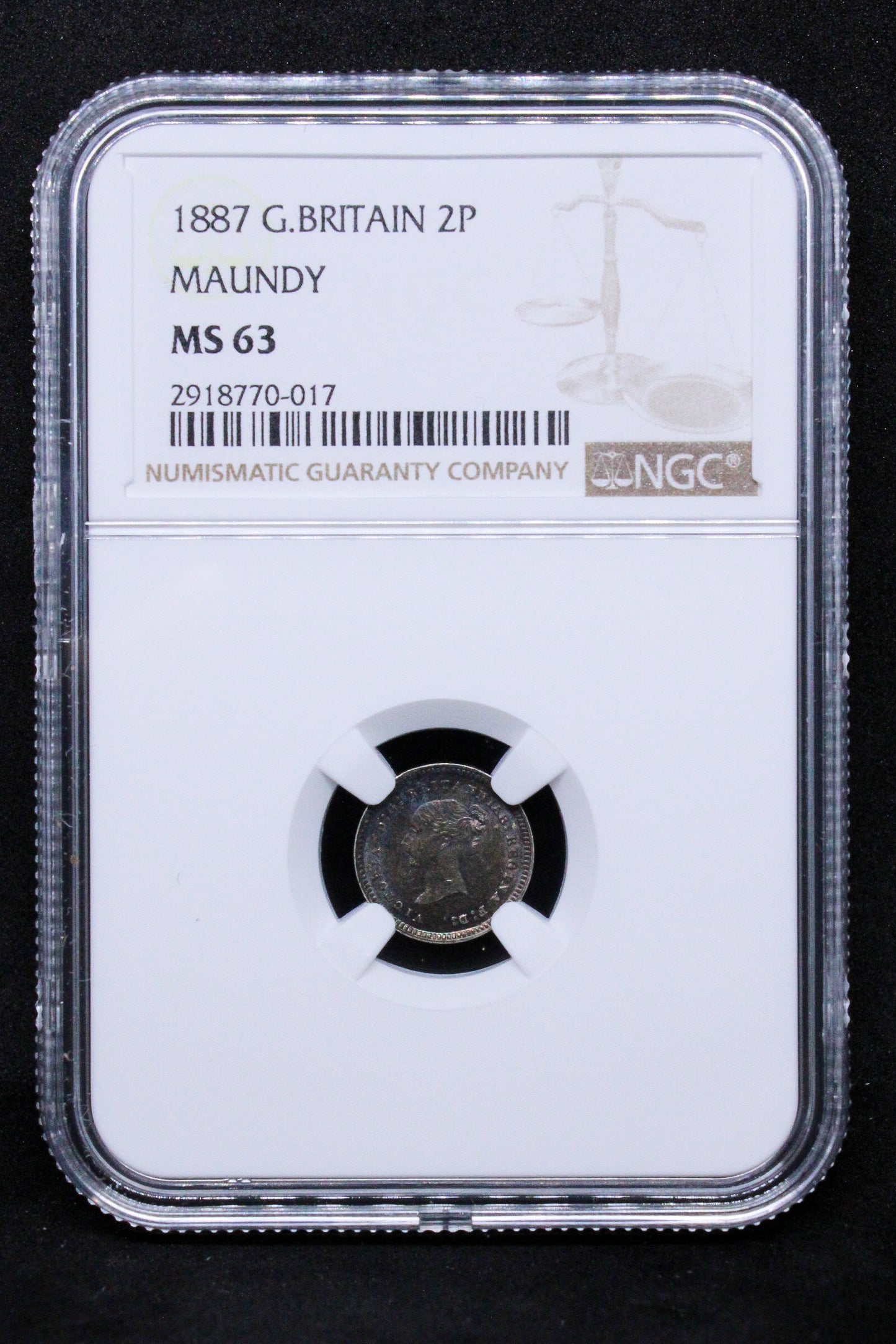 1887 G.BRITAIN 2 PENNY MAUNDY, Queen Victoria .NGC MS 63 SOLD..