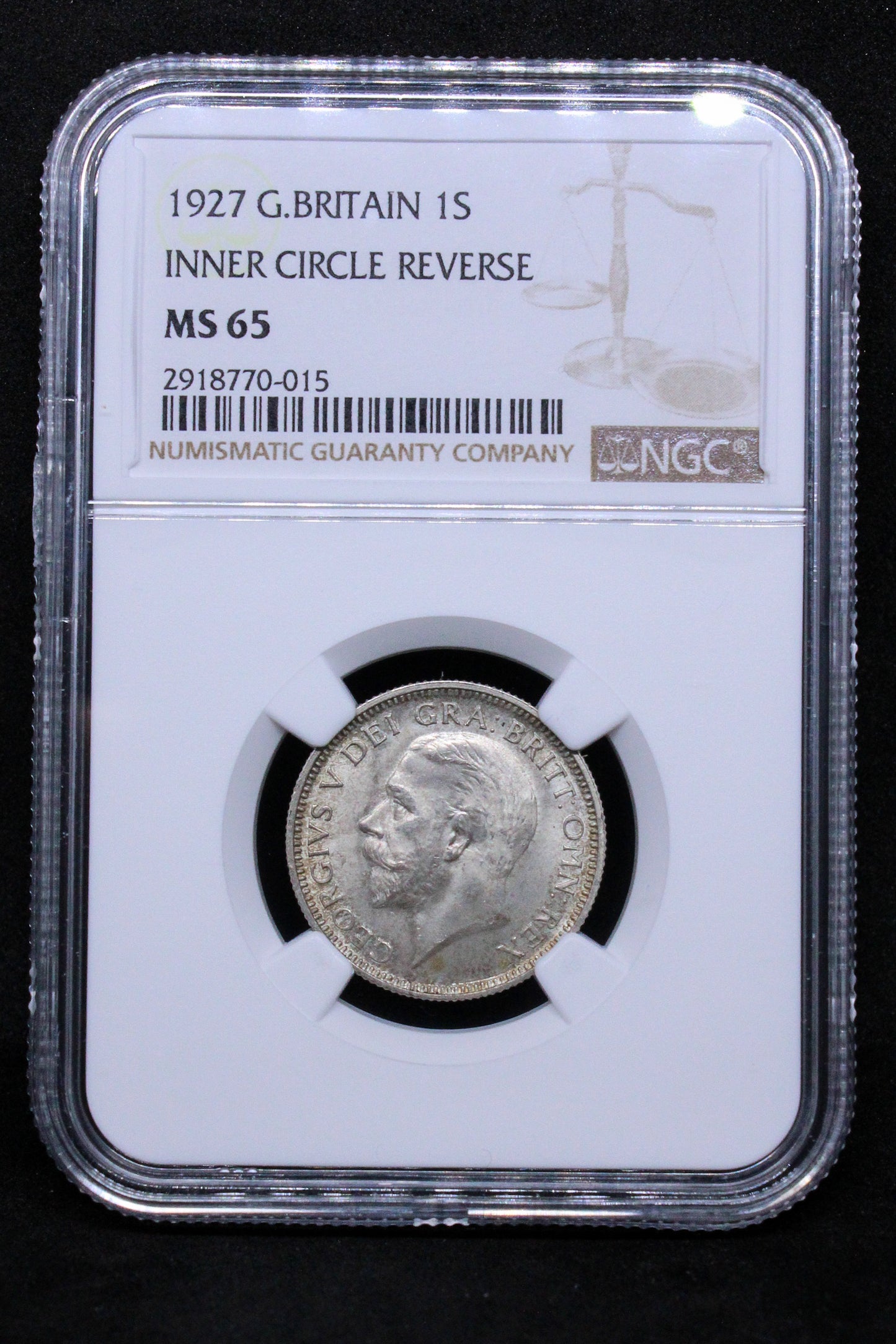 1 Shilling 1927, King George V Great Britain. S.4023 UNC NGC MS65