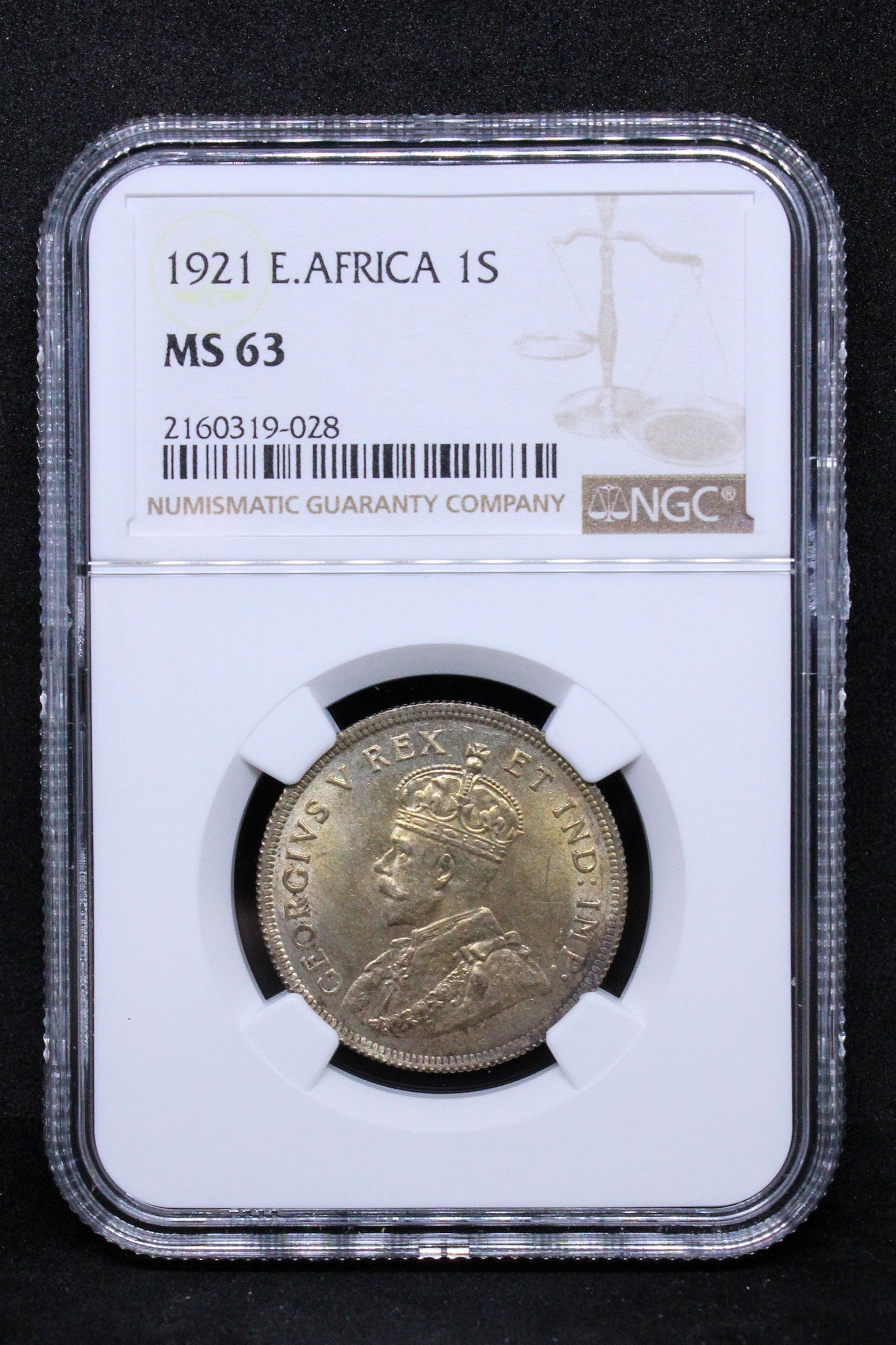 1921 EAST AFRICA 1 SHILLING George V. NGC MS 63 TOP POP