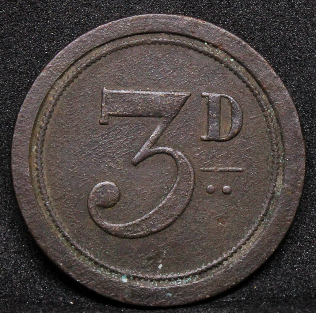 E. Lewis-Vulcan Hotel 3 pence token .