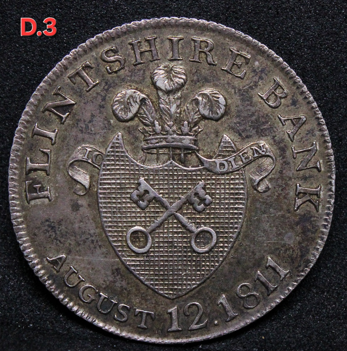 1811 silver shilling token, Wales-FLINTSHIRE, Holywell. aUNC #1