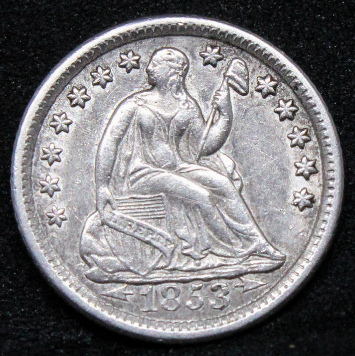 1853 -O Liberty Seated Half Dime , USA/United states silver coin , AU