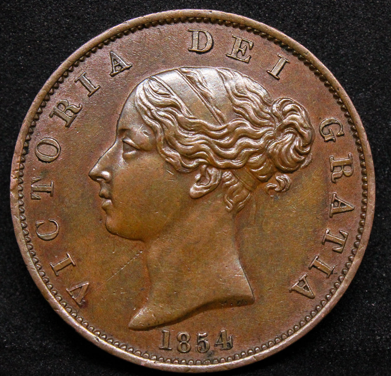 1./2 penny 1854. Queen Victoria young head. S.3949 EF SOLD..