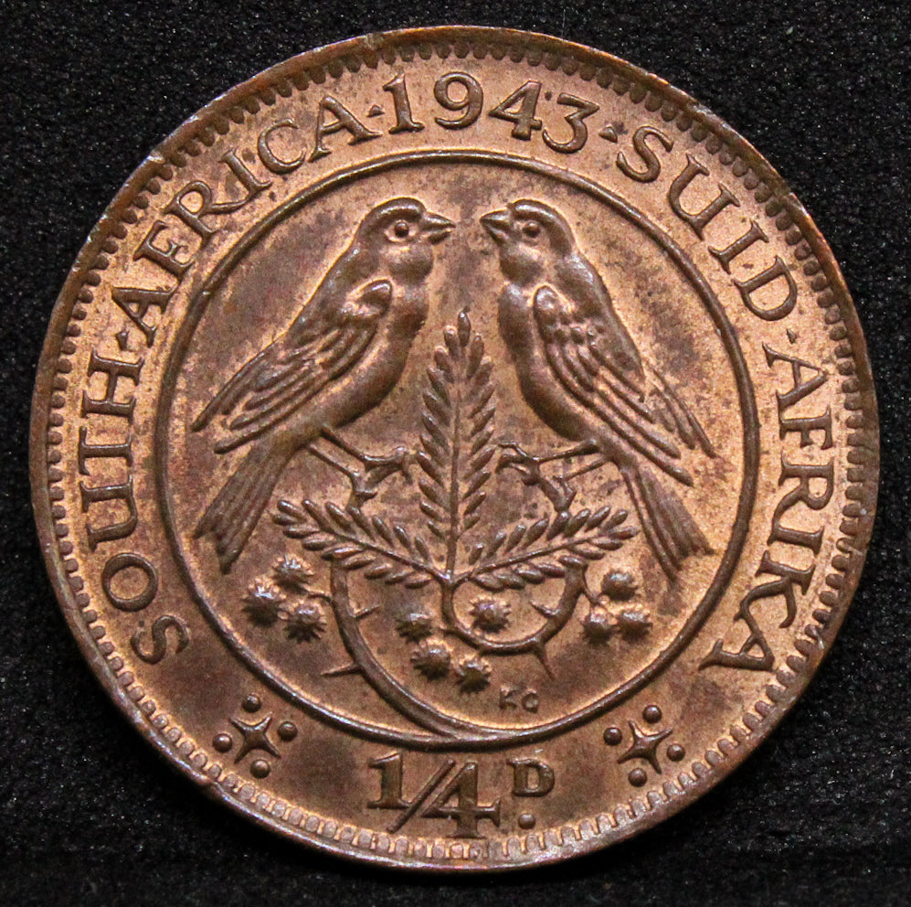 1943 south africa farthing, George VI. KM-23 UNC
