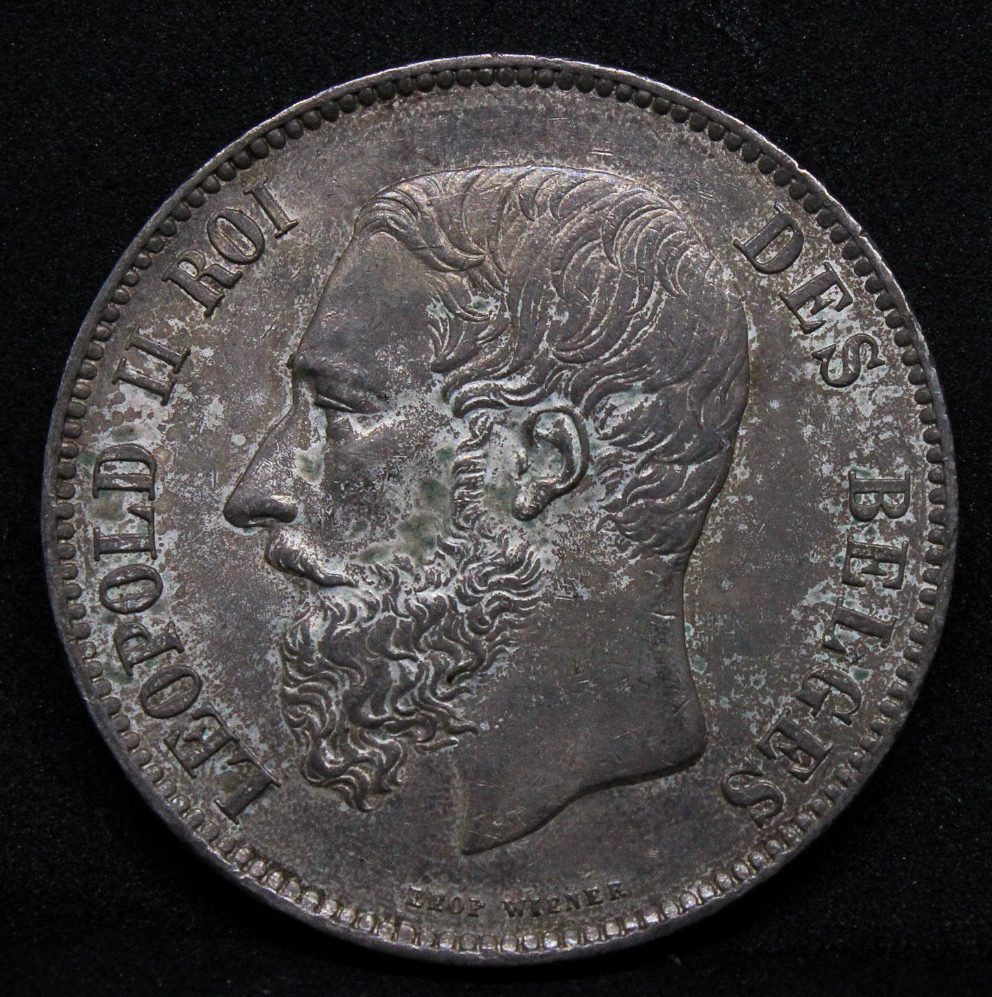 5 Francs, 1873. Belgium King Leopold II. KM-24 Crown 25g aUNC