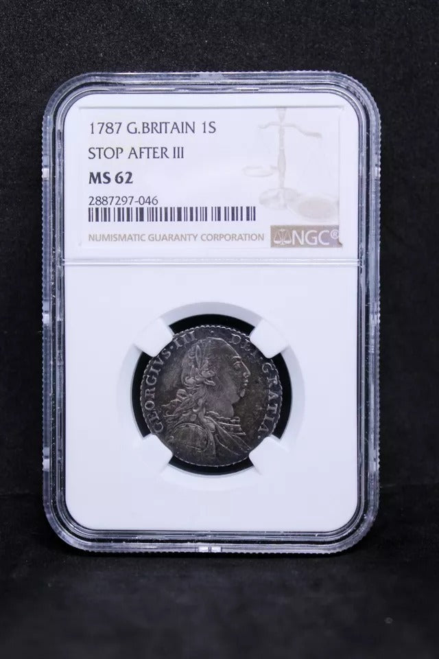 1 Shilling 1787, George III. S.3743, NGC MS62 UNC+Colour