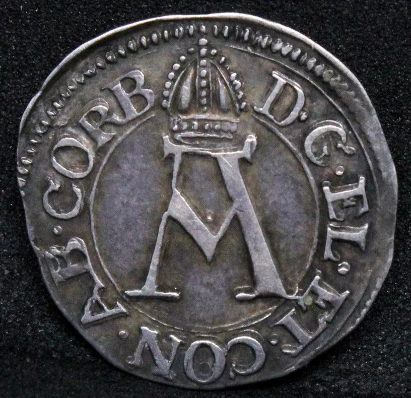 2 MARIENGROSCHEN 1654/5. Corvey- German States Period D struck error. KM-56.1 EF