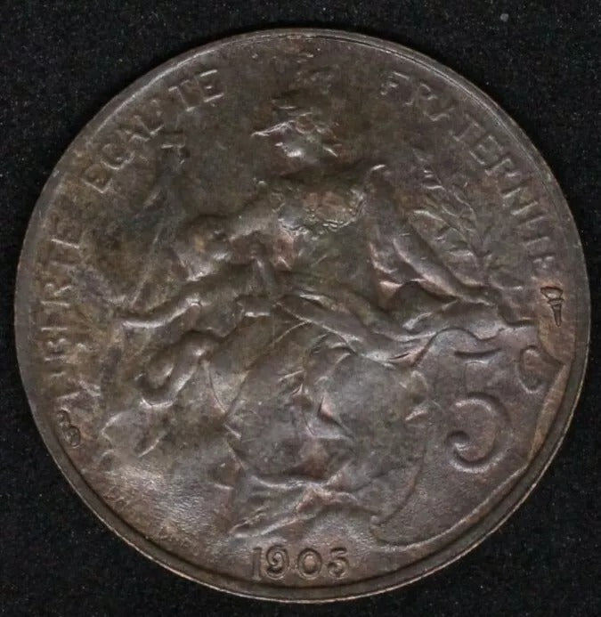 1905 5 Centimes - France UNC rare, lowest mintage year 2,100,000
