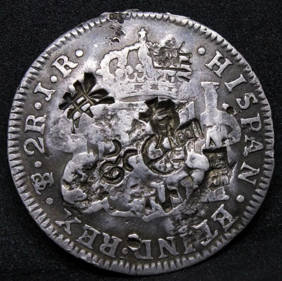 2 Reales 1774, Bolivia PTS-JR Charles III. KM-53 Chinese Chopmarks
