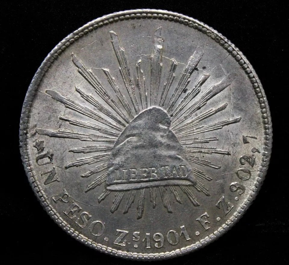 1901 Zs-Fz Peso, Mexico. Zacatecas Mint KM-409.3 UNC