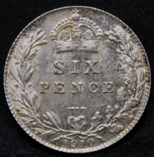 1910 6 Pence , United Kingdom Edward VII Silver coin. S.3983. AU