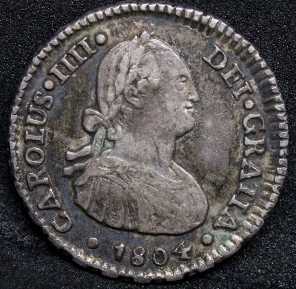 1 Real, 1804 SO FJ, Chile. Carlos IV. KM-58. EF, Rare Mintage 35k.