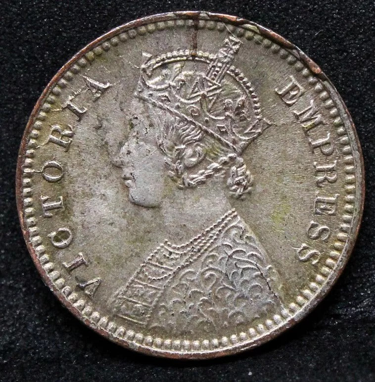 1/12 anna 1895, British-India. Queen Victoria. KM-483 EF Silvered