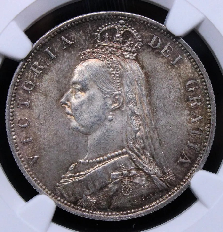 1/2 Crown 1887, Queen Victoria. S.3924. NGC UNC-cleaned