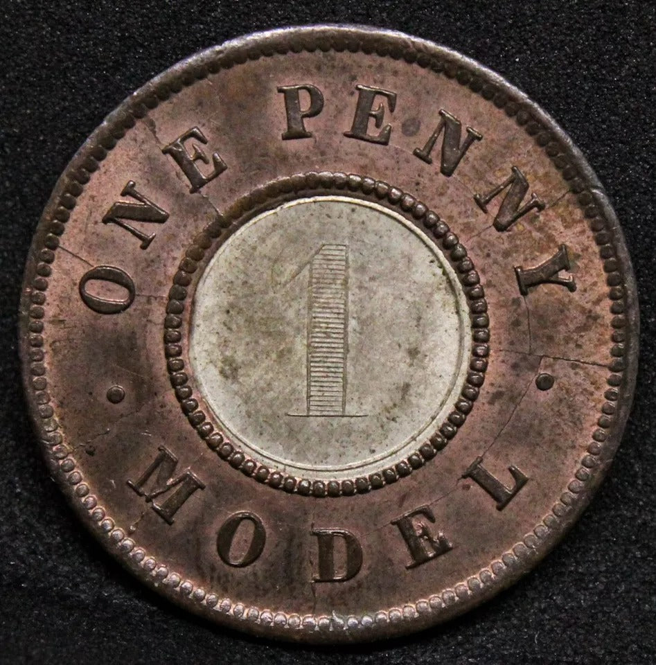 Penny, Model Coinage by Joseph Moore undated ,1844, High Grade