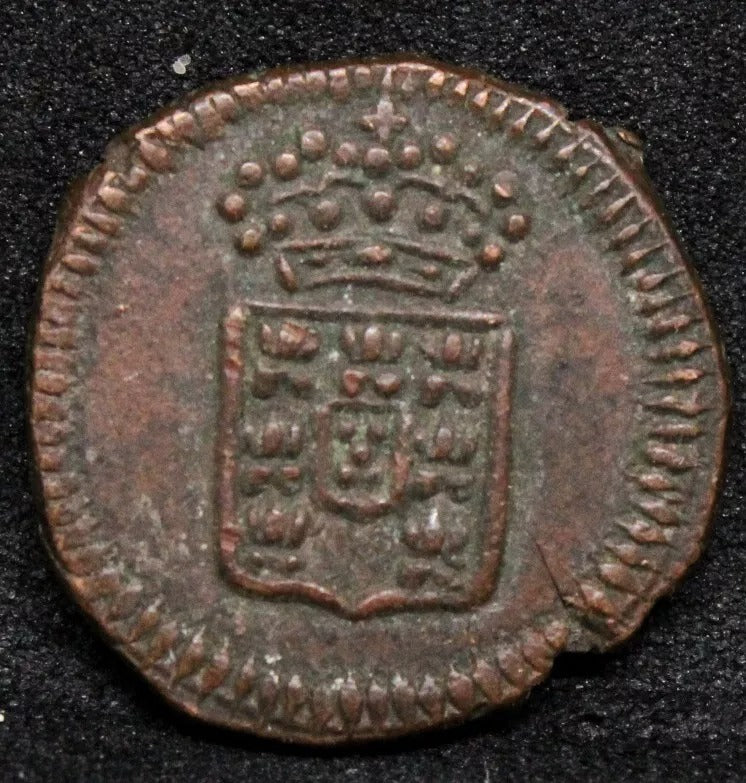 3 Reis. ND(1801) Portugal-Goa. King Joao. KM-257 EF