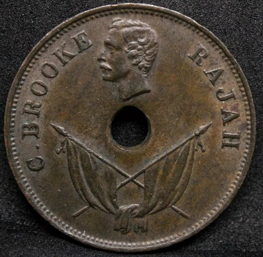 1892 -H Sarawak Cent, Charles Brooke. KM-7 UNC