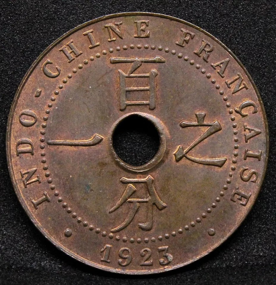 1923 1 Cent French Indo-China Lec-92 (Lightningbolt MM) BU