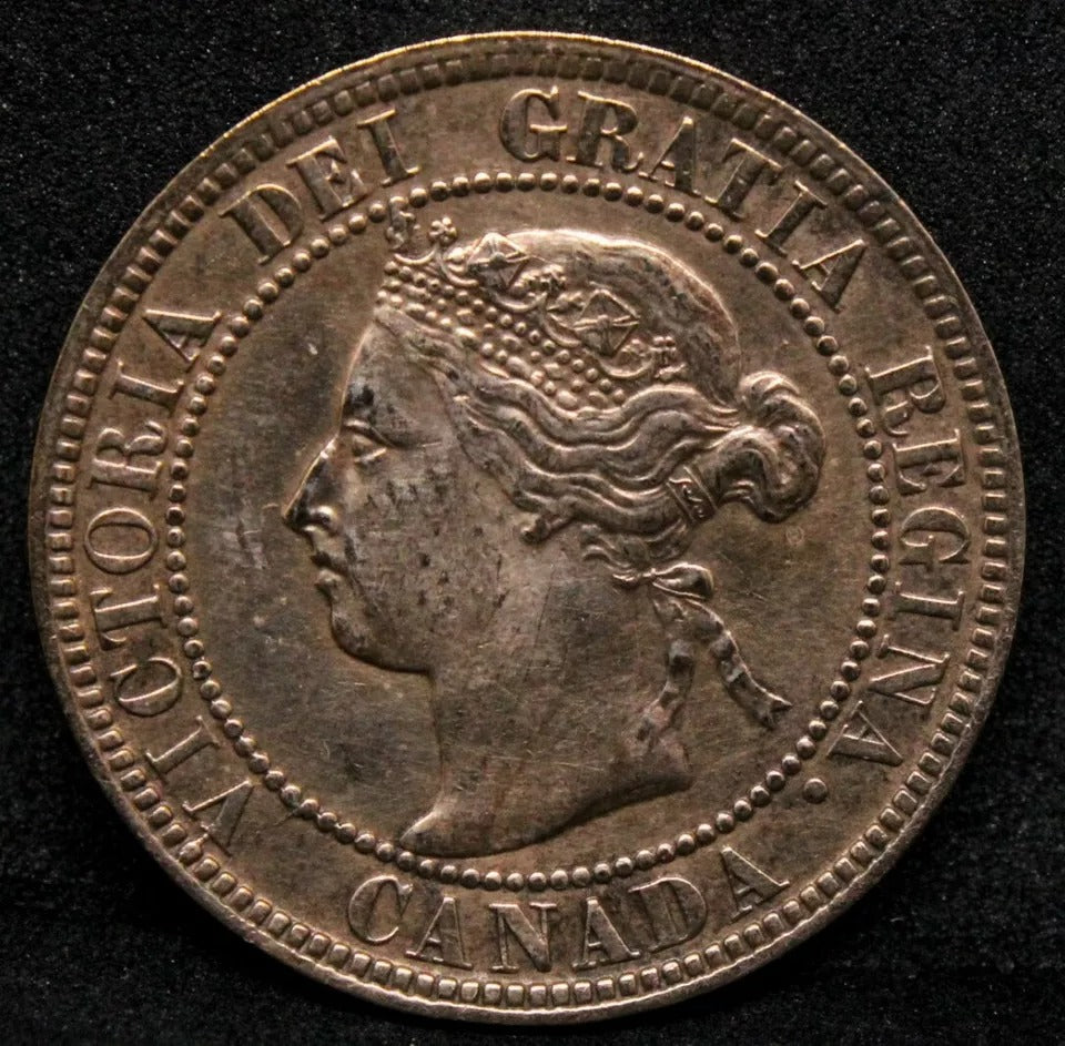 1899 Canada 1 Cent, Queen Victoria gEF cleaned. Km-7
