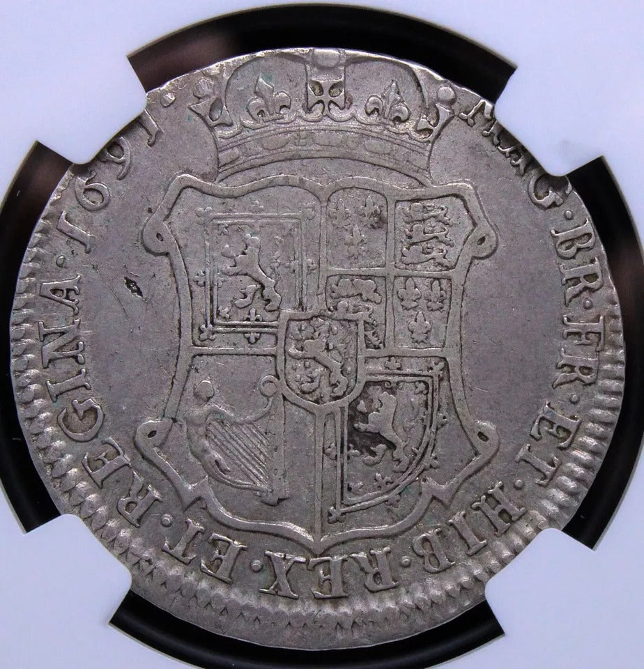 40 Shillings 1691, Scotland Silver Coin. William & Mary. S.5648 NGC XF40