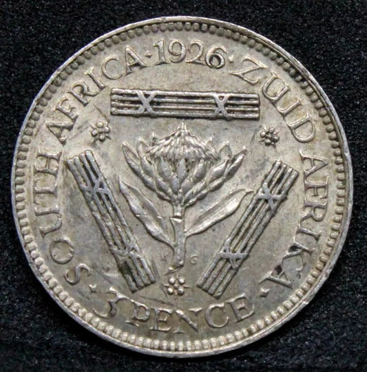 3 pence south africa, George V. KM-15.1. Silver coin, EF