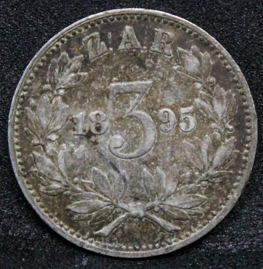 1895 3 Pence, South Africa. EF. Rare key date any grade. REF KM3 #2