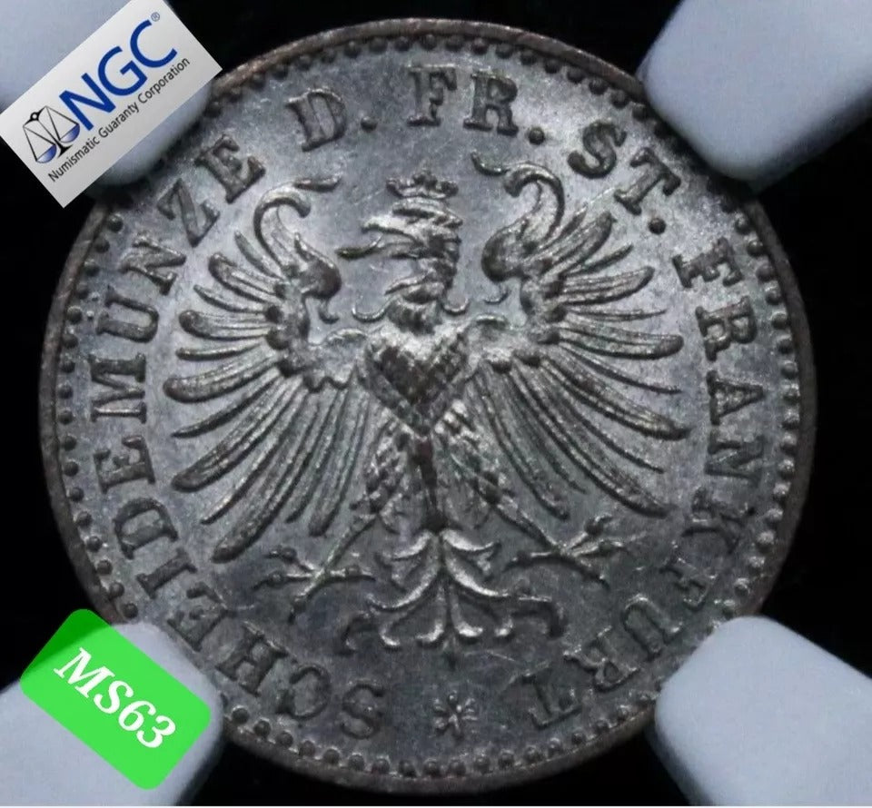 1863 Kreuzer, Free imperial city of Frankfurt, Germany. UNC KM-367 NGC MS63