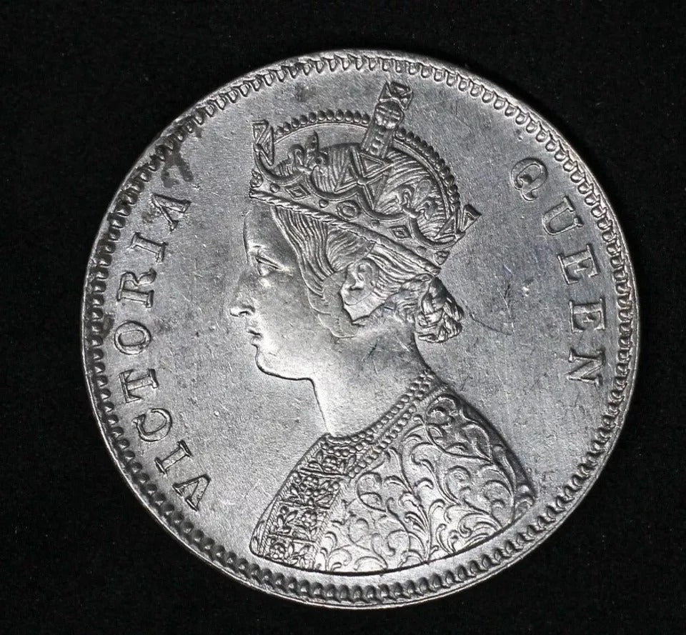 1862 India-British Rupee Victoria KM 473.1 aEF