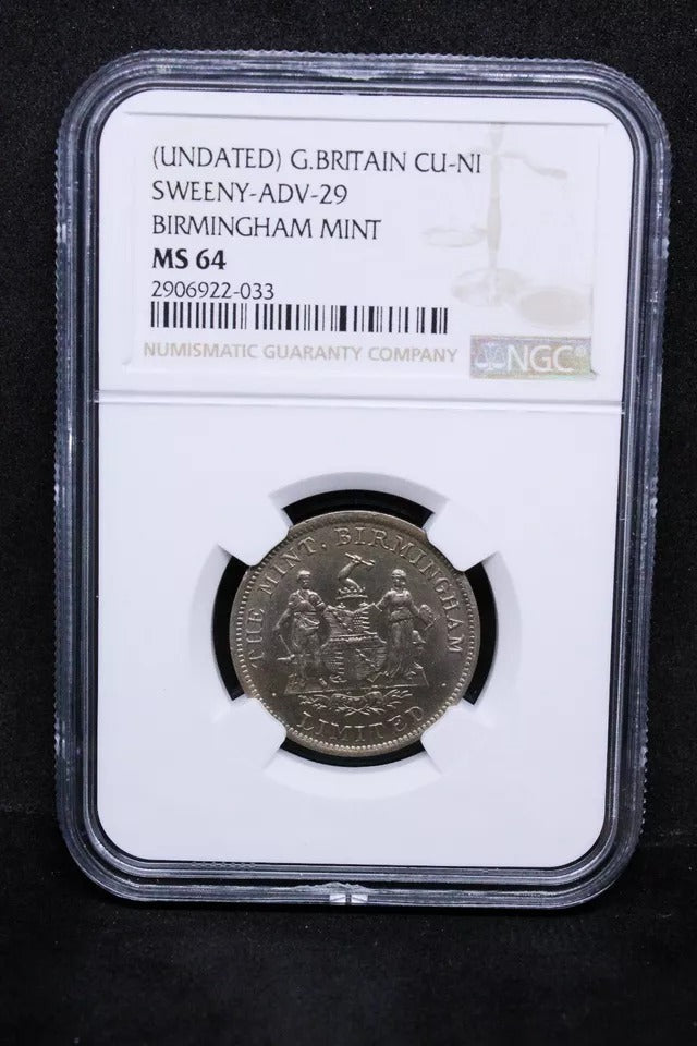(UNDATED) G.BRITAIN CU-NI SWEENY-ADV-29 BIRMINGHAM MINT Token NGC MS64 #3