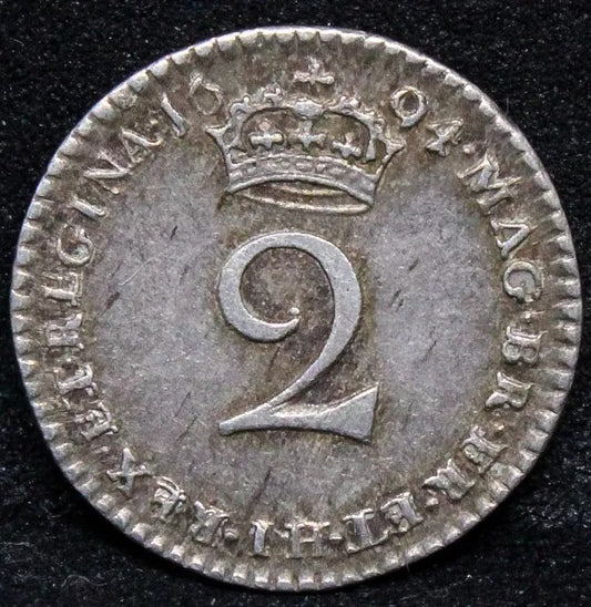 2 pence (maundy issue) 1694. William and mary. S.3443. EF