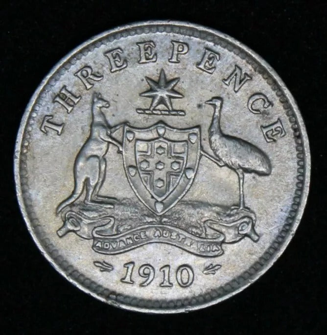 1910 Australia 3 pence EF, Edward VII