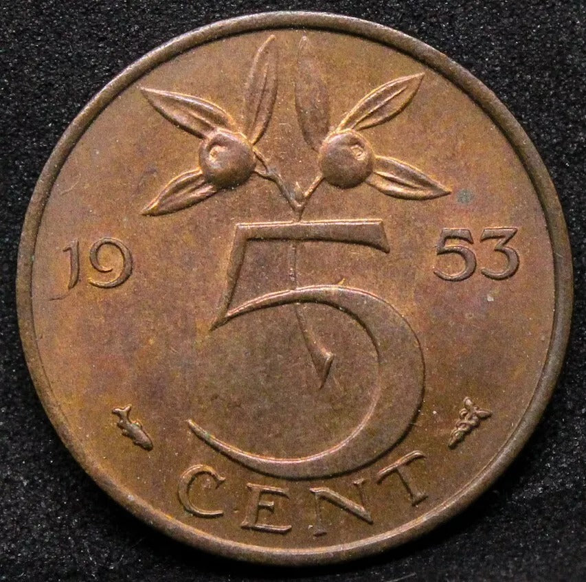 5 cents 1953. Netherlands Juliana. KM-181. UNC #2