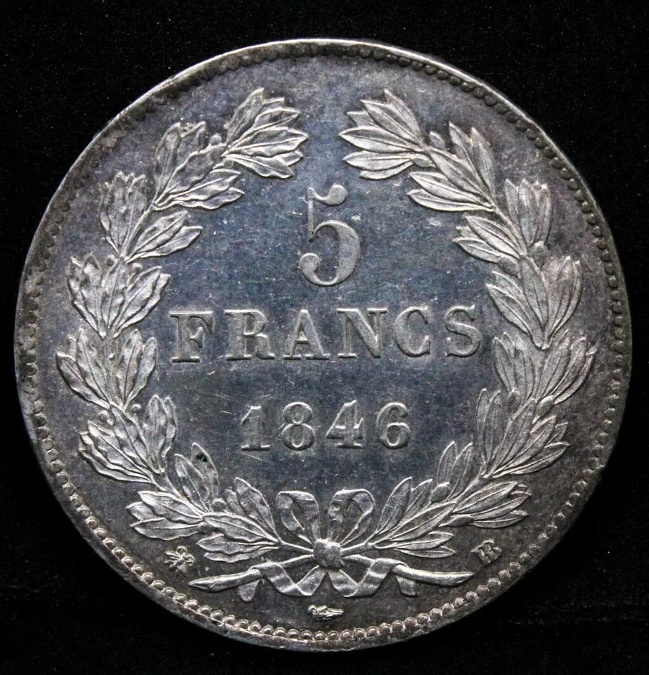 1846-BB(Strasbourg) 5 francs, France Louise Philippe I UNC, KM-749.3, 800k made