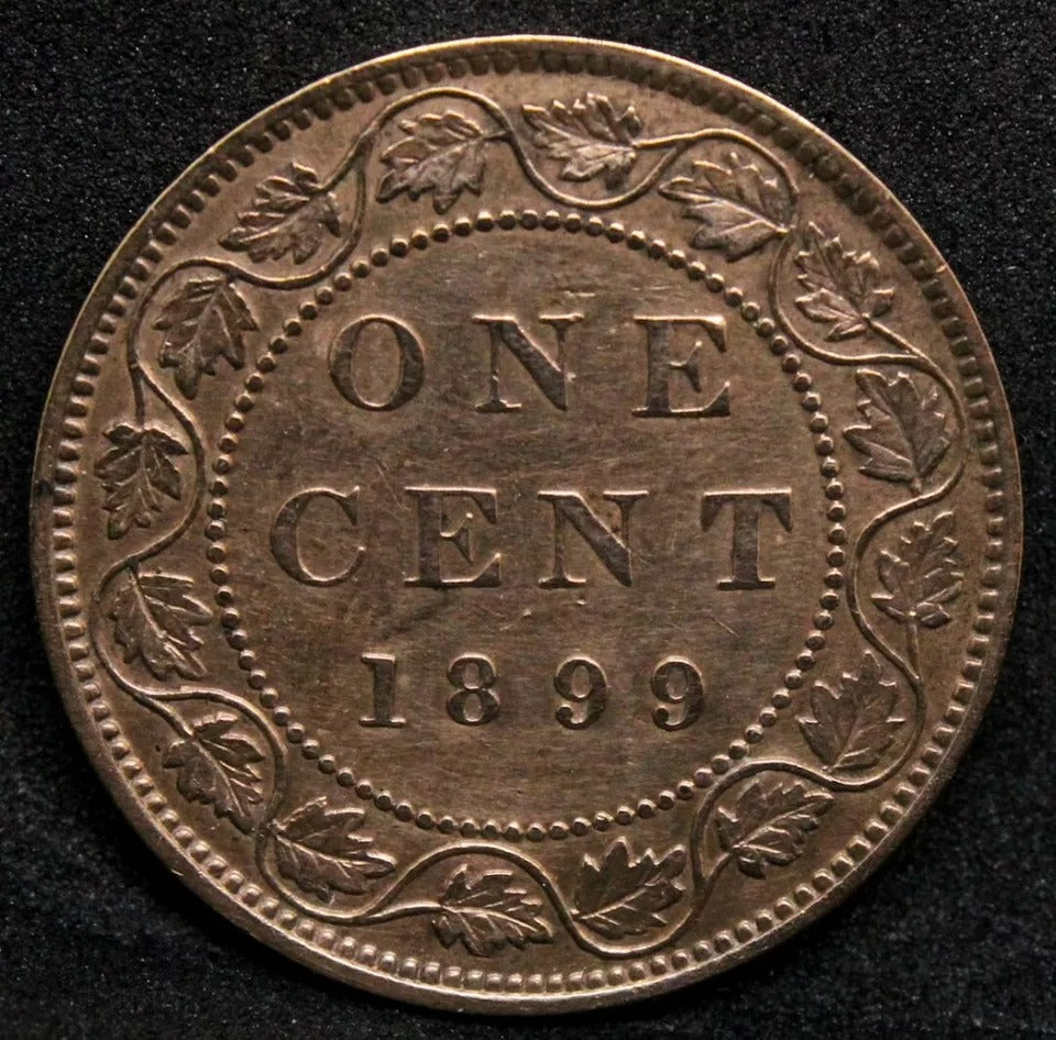 1899 Canada 1 Cent, Queen Victoria gEF cleaned. Km-7